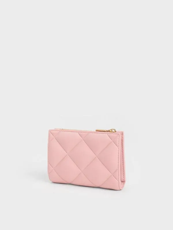 Women Gemma Quilted Cardholder 8211 Light Pink CHARLES and KEITH Small Wallets