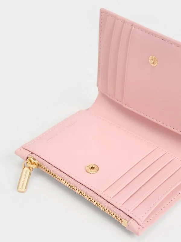 Women Gemma Quilted Cardholder 8211 Light Pink CHARLES and KEITH Small Wallets