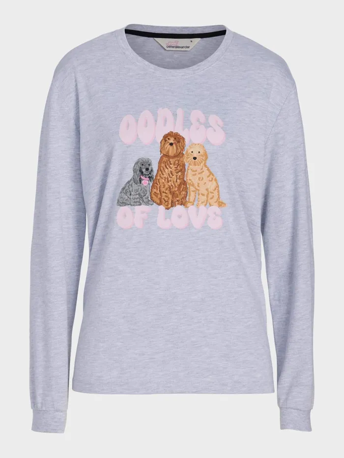 Women Groodle Oversized Long Sleeve Top Grey Marle Peter Alexander Tops
