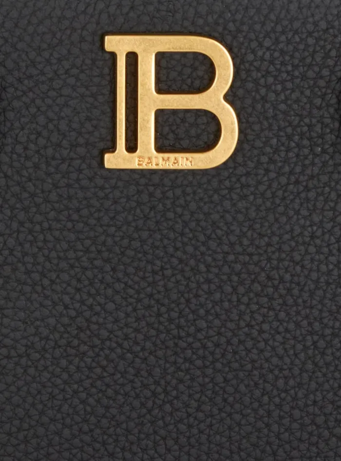 Women Handbags Balmain Small BBuzz Top Handle Bag In Grained Leather Black