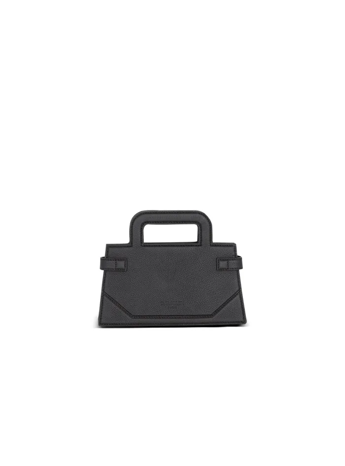 Women Handbags Balmain Small BBuzz Top Handle Bag In Grained Leather Black