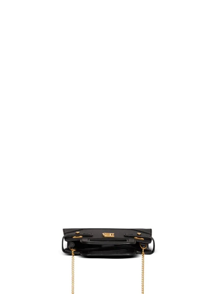 Women Handbags Balmain Small BBuzz Top Handle Bag In Grained Leather Black