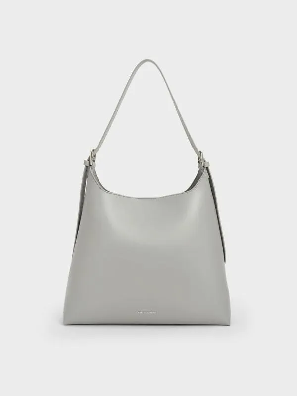Women Hertha Trapeze Slouchy Hobo Bag 8211 Grey CHARLES and KEITH Hobo Bags