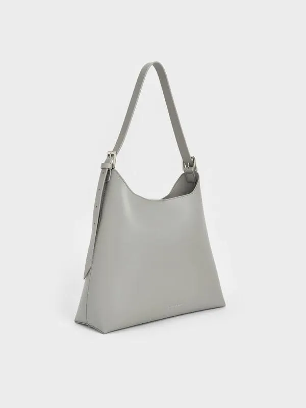 Women Hertha Trapeze Slouchy Hobo Bag 8211 Grey CHARLES and KEITH Hobo Bags