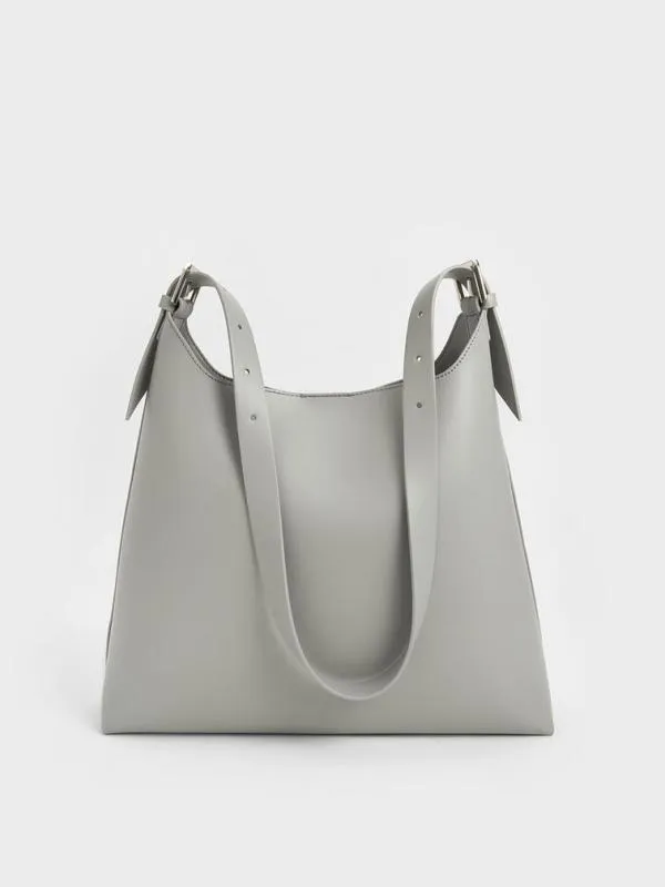 Women Hertha Trapeze Slouchy Hobo Bag 8211 Grey CHARLES and KEITH Hobo Bags
