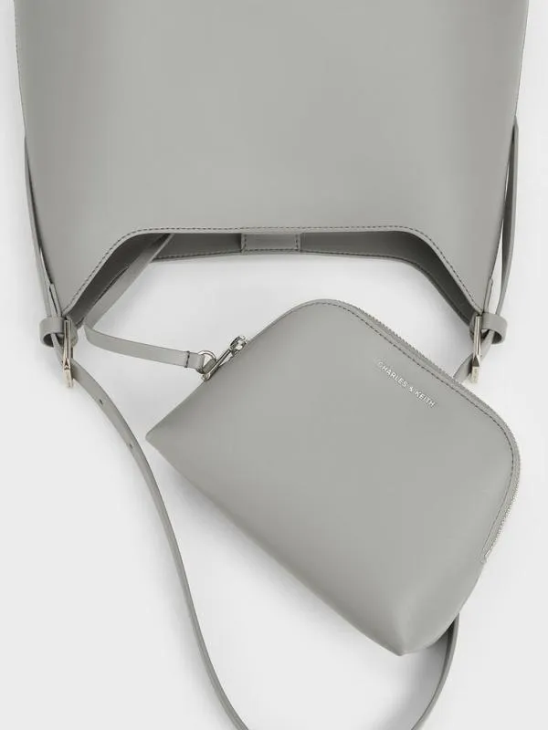 Women Hertha Trapeze Slouchy Hobo Bag 8211 Grey CHARLES and KEITH Hobo Bags