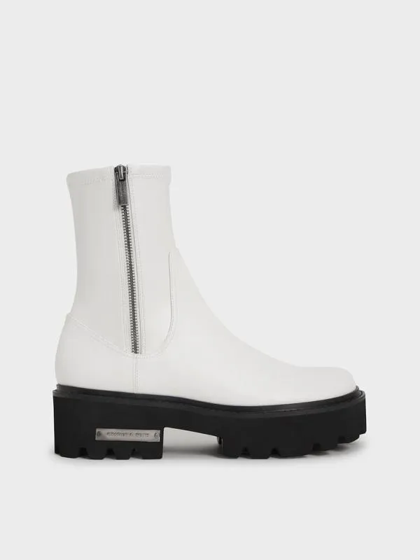 Women Imogen SideZip Ankle Boots 8211 White CHARLES and KEITH Boots