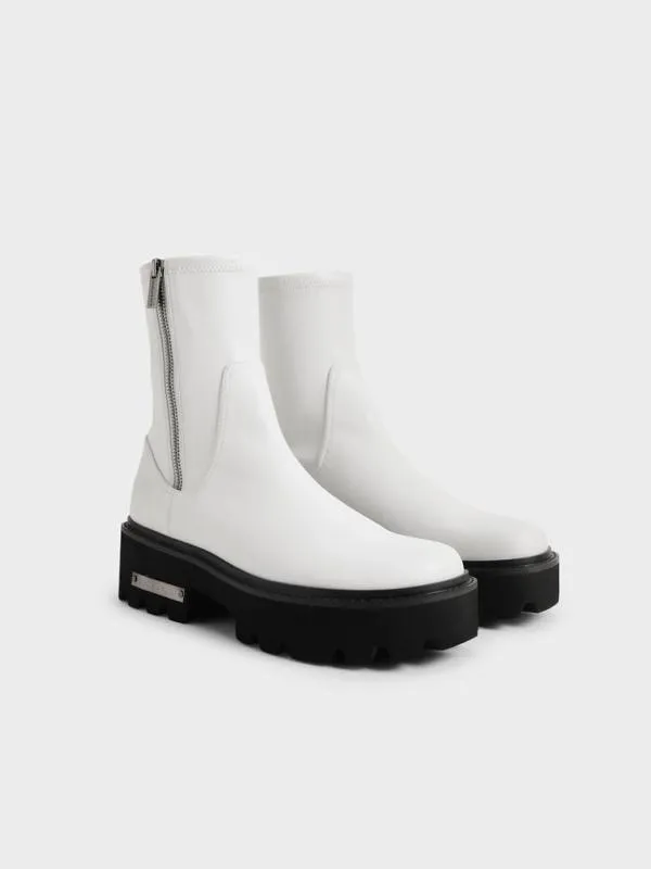 Women Imogen SideZip Ankle Boots 8211 White CHARLES and KEITH Boots