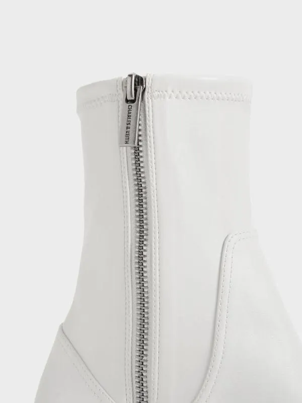 Women Imogen SideZip Ankle Boots 8211 White CHARLES and KEITH Boots