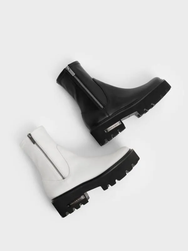 Women Imogen SideZip Ankle Boots 8211 White CHARLES and KEITH Boots