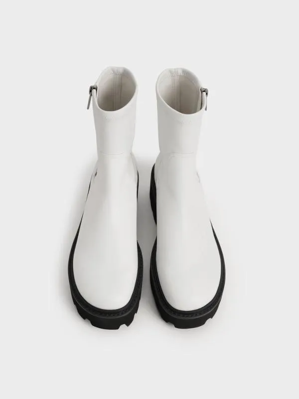 Women Imogen SideZip Ankle Boots 8211 White CHARLES and KEITH Boots