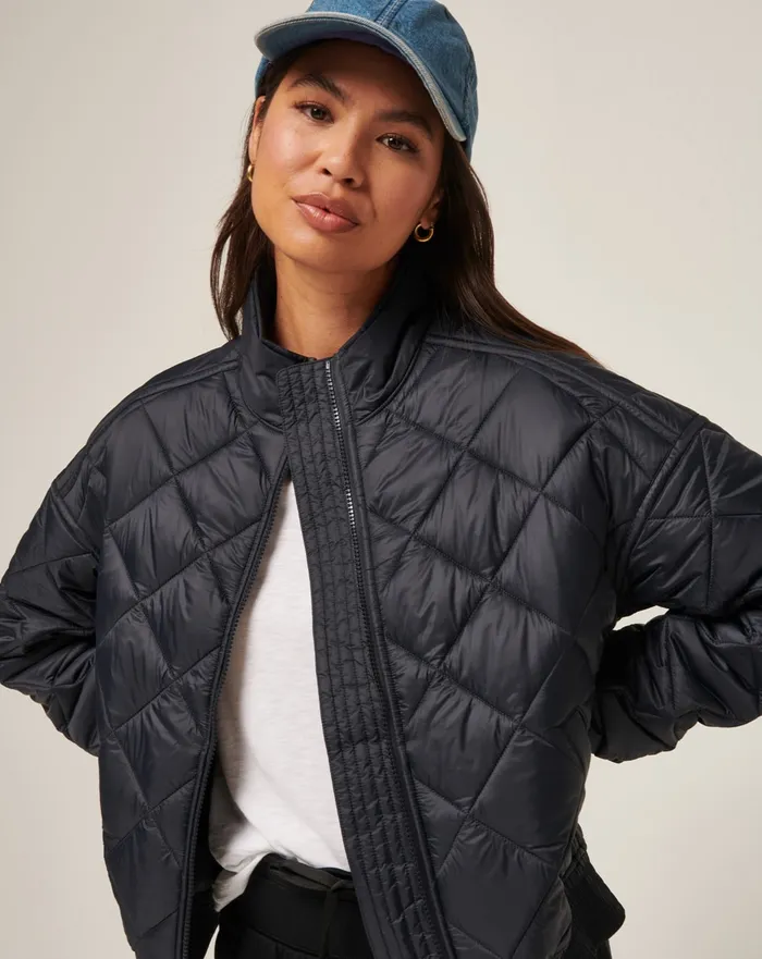 Women Jackets TravisMathew LIGHTS AT NIGHT QUILTED JACKET Obsidian