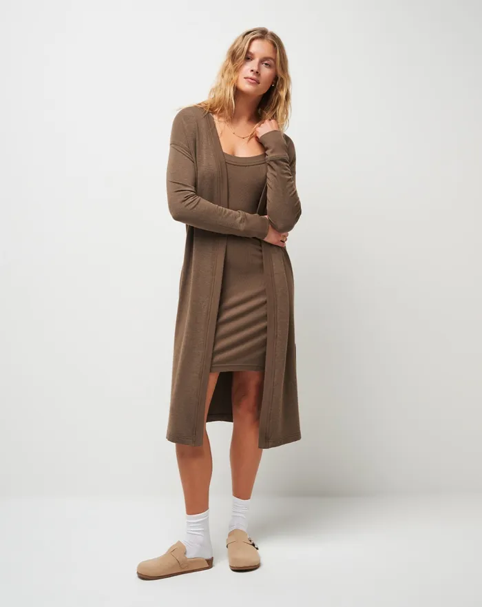 Women Jackets TravisMathew RESORT USE CLOUD DUSTER Heather Cocoa Brown