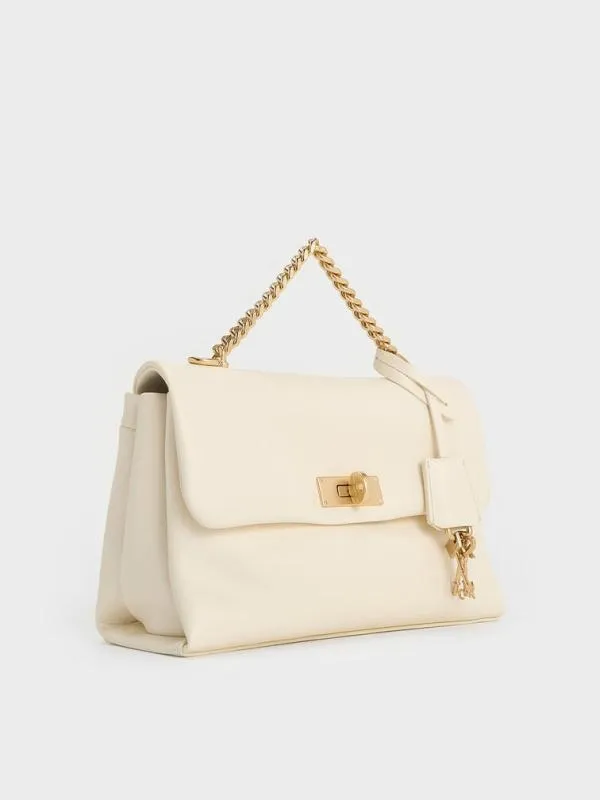 Women Kerry ChainHandle Crossbody Bag 8211 Cream CHARLES and KEITH Crossbody Bags