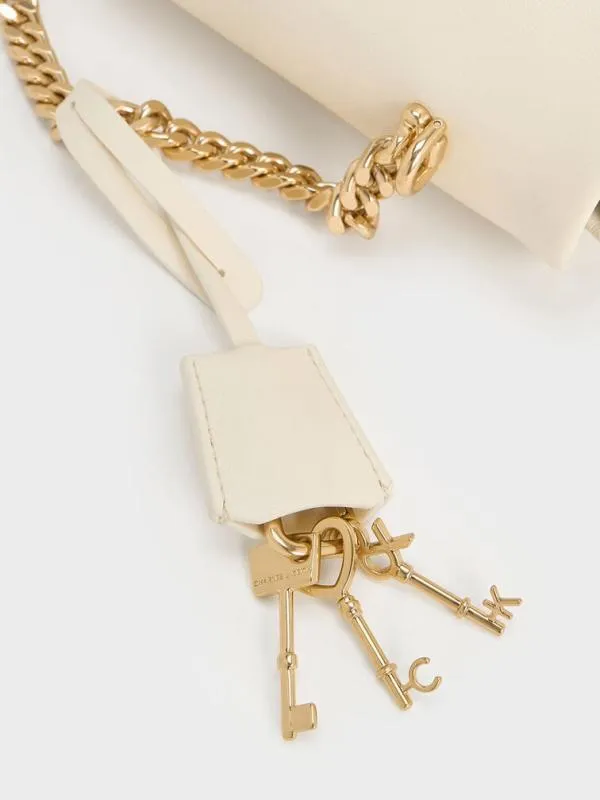 Women Kerry ChainHandle Crossbody Bag 8211 Cream CHARLES and KEITH Crossbody Bags