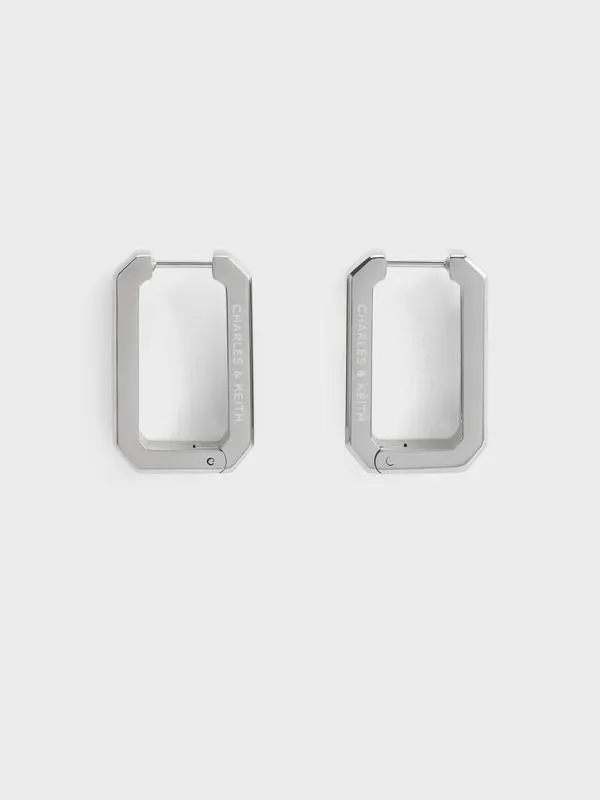 Women Keziah Rectangle Hoop Earrings 8211 Silver CHARLES and KEITH Earrings