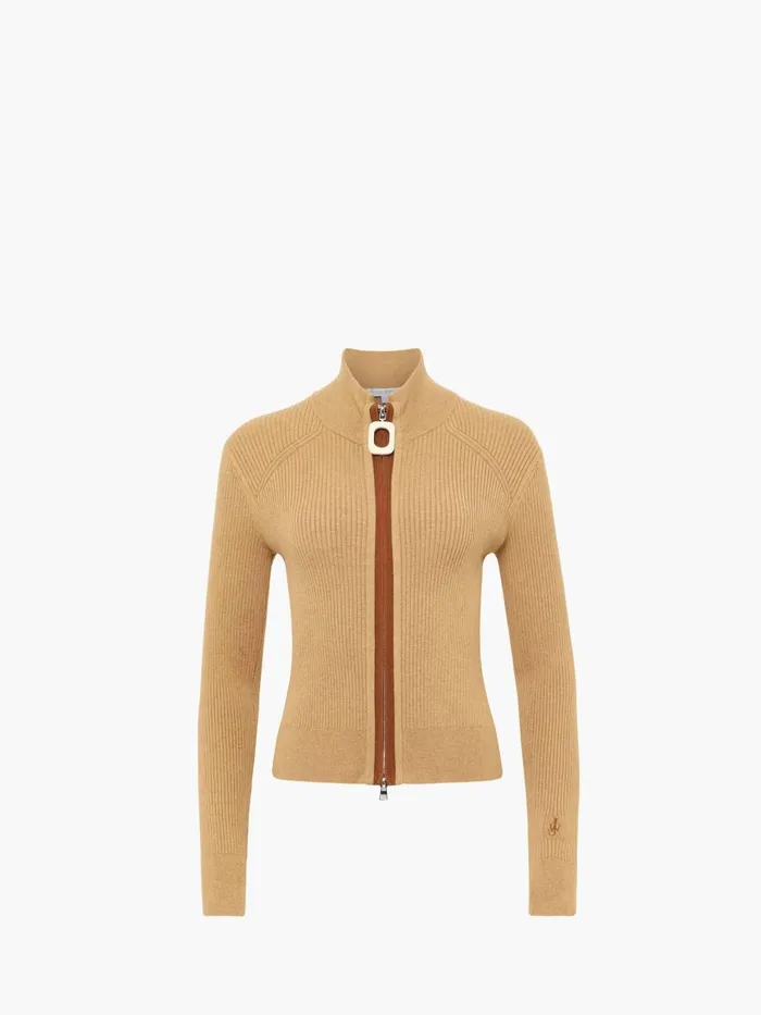 Women Knitwear JW Anderson FITTED ZIP UP CARDIGAN Beige