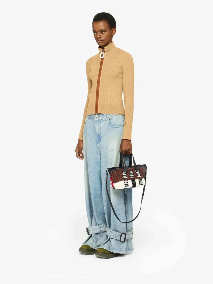 Women Knitwear JW Anderson FITTED ZIP UP CARDIGAN Beige Women Knitwear JW Anderson FITTED ZIP UP CARDIGAN Beige
