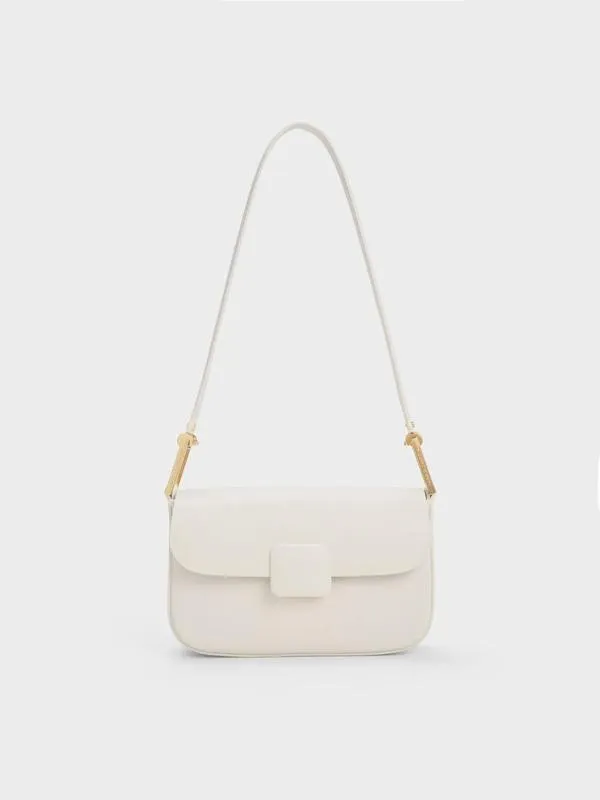 Women Koa Square PushLock Shoulder Bag 8211 Cream CHARLES and KEITH Shoulder Bags Women Koa Square PushLock Shoulder Bag 8211 Cream CHARLES and KEITH Shoulder Bags