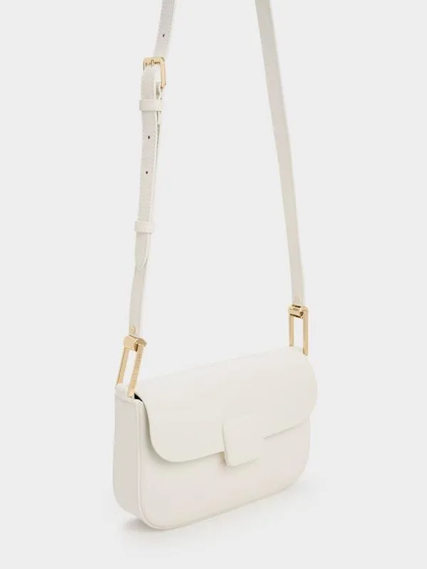Women Koa Square PushLock Shoulder Bag 8211 Cream CHARLES and KEITH Shoulder Bags