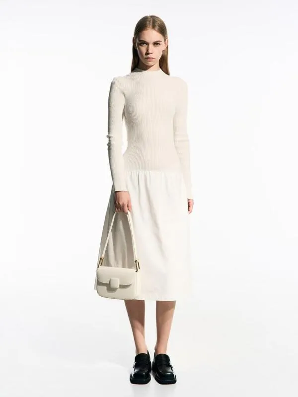 Women Koa Square PushLock Shoulder Bag 8211 Cream CHARLES and KEITH Shoulder Bags