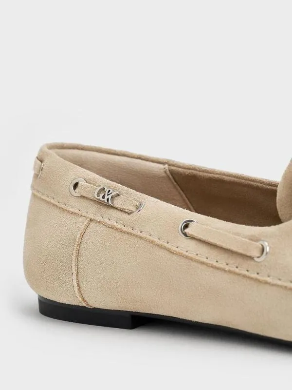 Women Kori Suede Boat Shoes 8211 Beige CHARLES and KEITH Flats