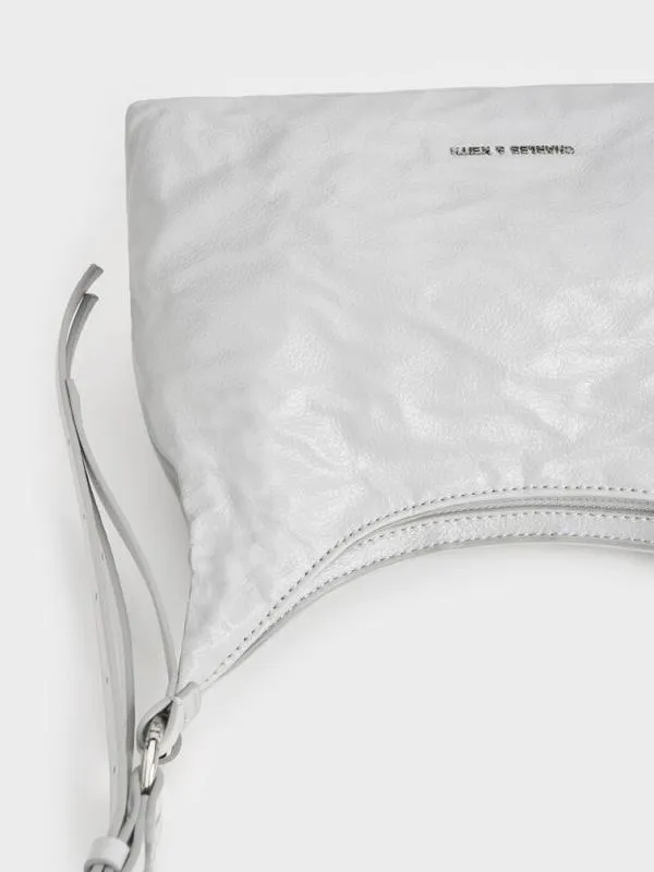 Women Lark CrinkleEffect Hobo Bag 8211 Grey CHARLES and KEITH Hobo Bags