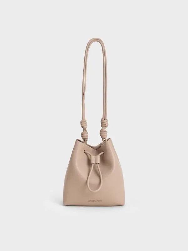Women Leia Knotted Bucket Bag 8211 Taupe CHARLES and KEITH Bucket Bags
