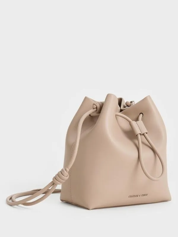 Women Leia Knotted Bucket Bag 8211 Taupe CHARLES and KEITH Bucket Bags