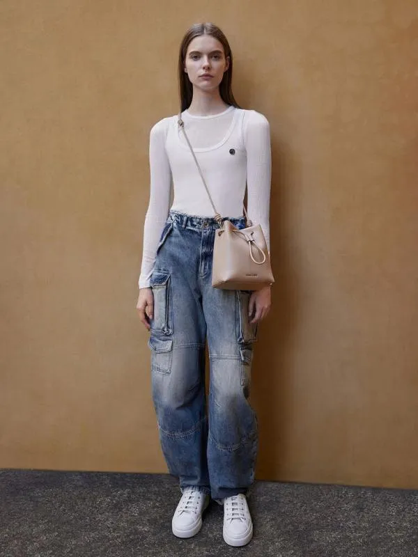 Women Leia Knotted Bucket Bag 8211 Taupe CHARLES and KEITH Bucket Bags