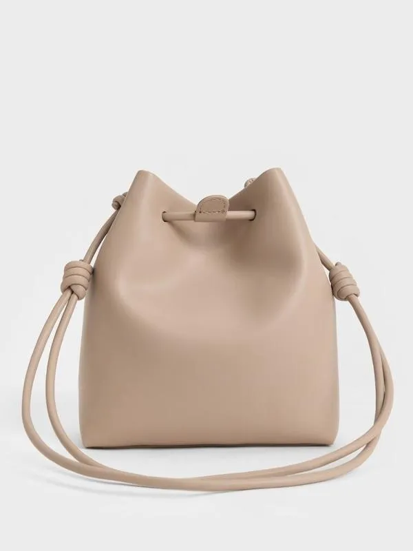 Women Leia Knotted Bucket Bag 8211 Taupe CHARLES and KEITH Bucket Bags