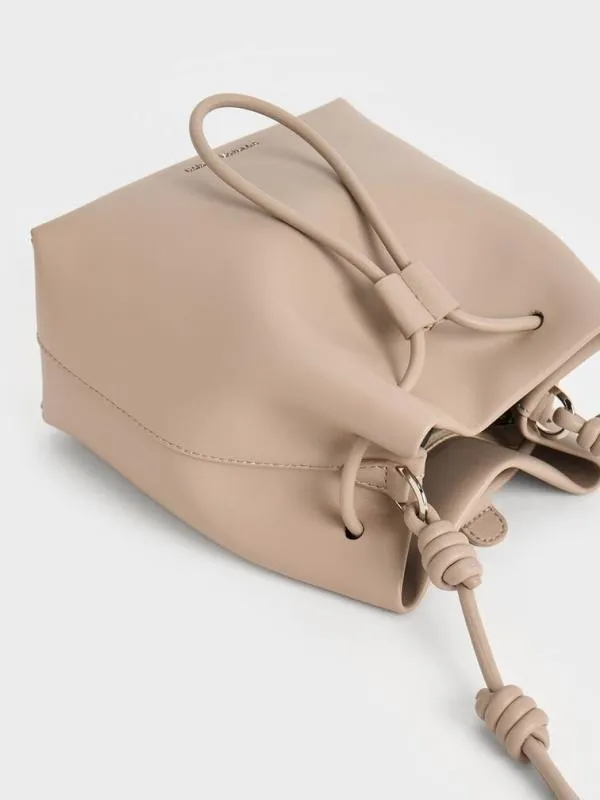 Women Leia Knotted Bucket Bag 8211 Taupe CHARLES and KEITH Bucket Bags