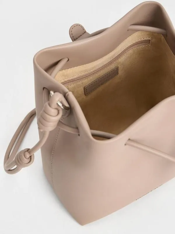 Women Leia Knotted Bucket Bag 8211 Taupe CHARLES and KEITH Bucket Bags
