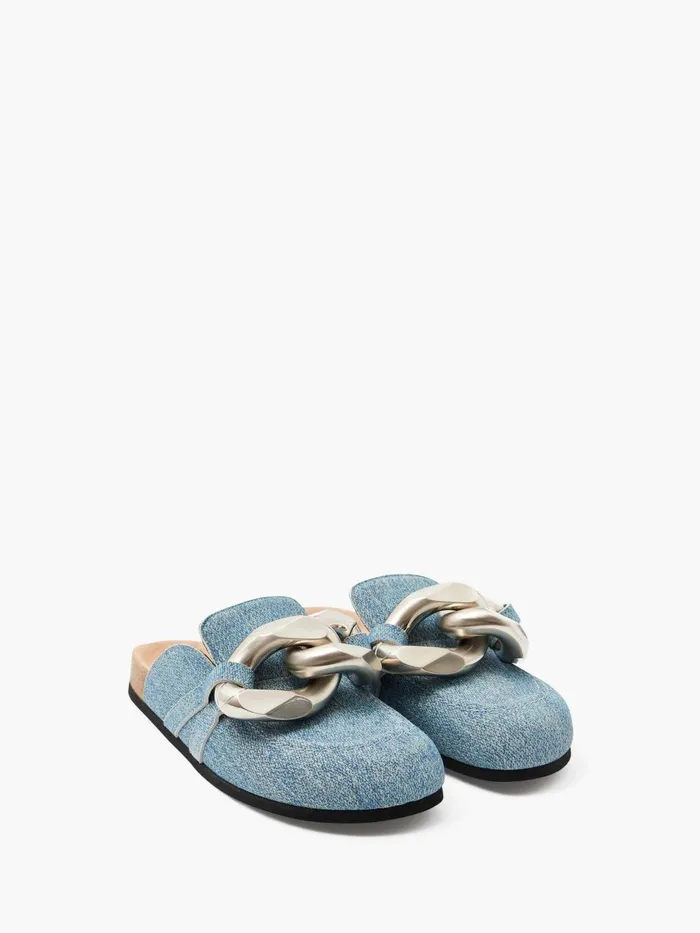 Women Loafers JW Anderson CHAIN LOAFER SUEDE MULES Blue