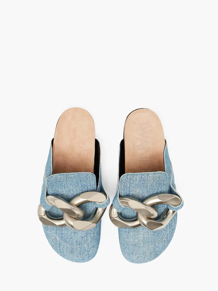 Women Loafers JW Anderson CHAIN LOAFER SUEDE MULES Blue