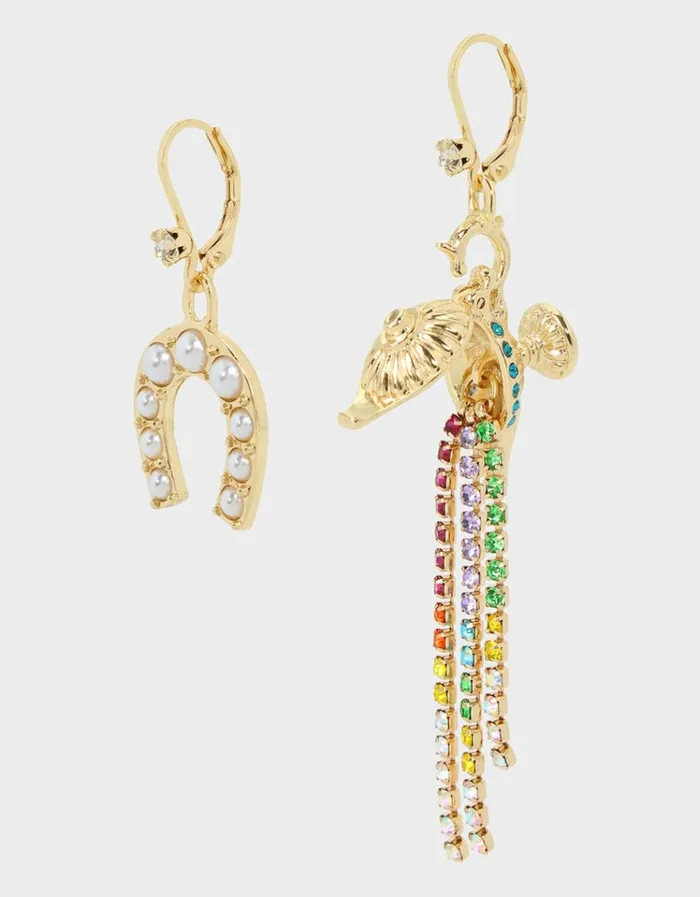 Women LUCKING OUT MISMATCH GENIE EARRINGS MULTI Betsey Johnson