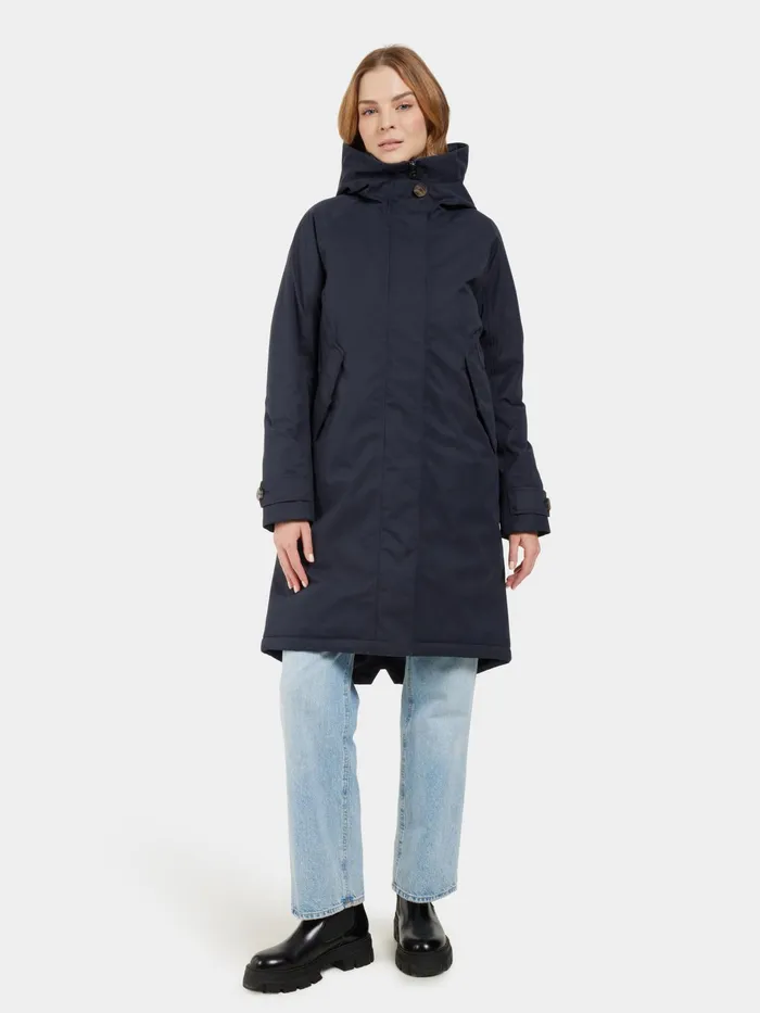 Women Luna Parka Dark Night Blue Didriksons Autumn Jackets