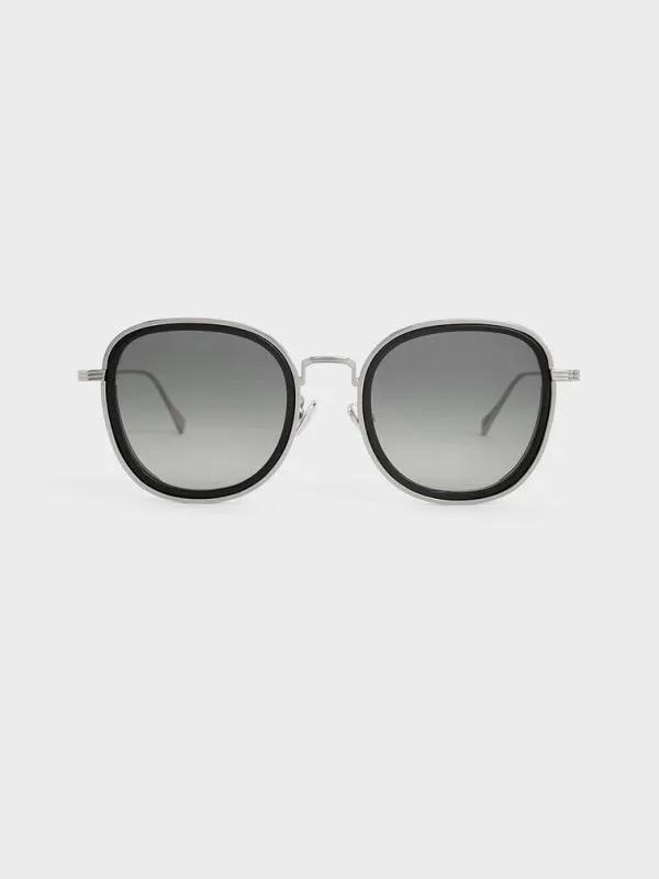 Women Lynx Recycled Acetate MetallicRim Oversized Sunglasses 8211 Noir CHARLES and KEITH Square Women Lynx Recycled Acetate MetallicRim Oversized Sunglasses 8211 Noir CHARLES and KEITH Square