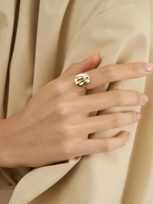 Women Medal Ring 8211 Brush Gold CHARLES and KEITH Rings Women Medal Ring 8211 Brush Gold CHARLES and KEITH Rings
