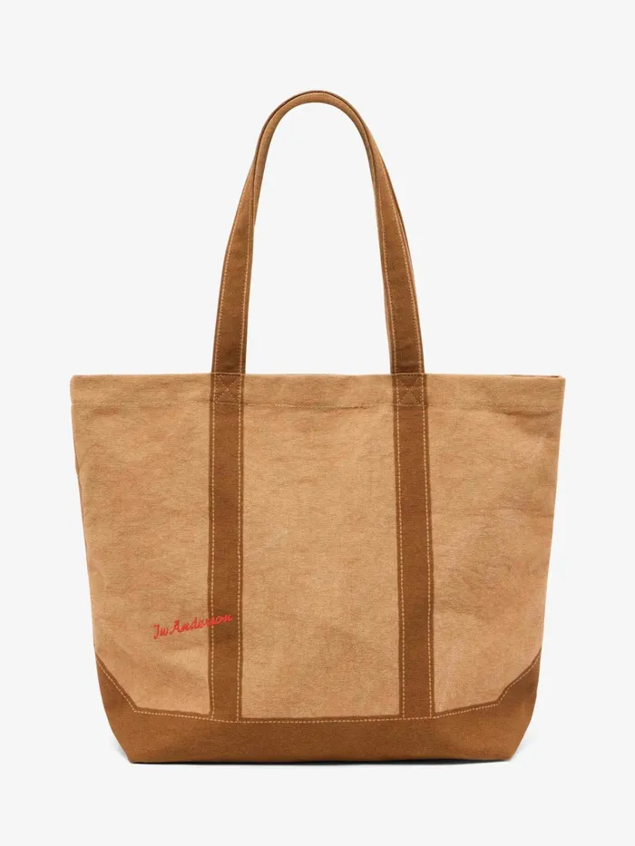 WomenMen Tote Bags JW Anderson CANVAS TOTE WITH DIGITAL PRINT Tobacco