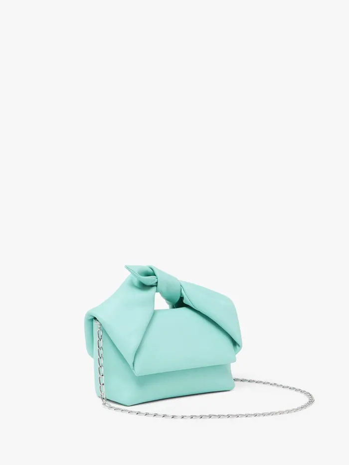 WomenMen Twister Bag JW Anderson MEDIUM BOW TWISTER 8211 LEATHER TOP HANDLE BAG Aqua WomenMen Twister Bag JW Anderson MEDIUM BOW TWISTER 8211 LEATHER TOP HANDLE BAG Aqua