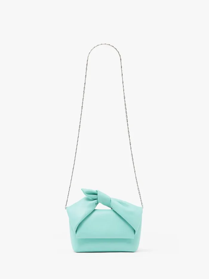 WomenMen Twister Bag JW Anderson MEDIUM BOW TWISTER 8211 LEATHER TOP HANDLE BAG Aqua WomenMen Twister Bag JW Anderson MEDIUM BOW TWISTER 8211 LEATHER TOP HANDLE BAG Aqua