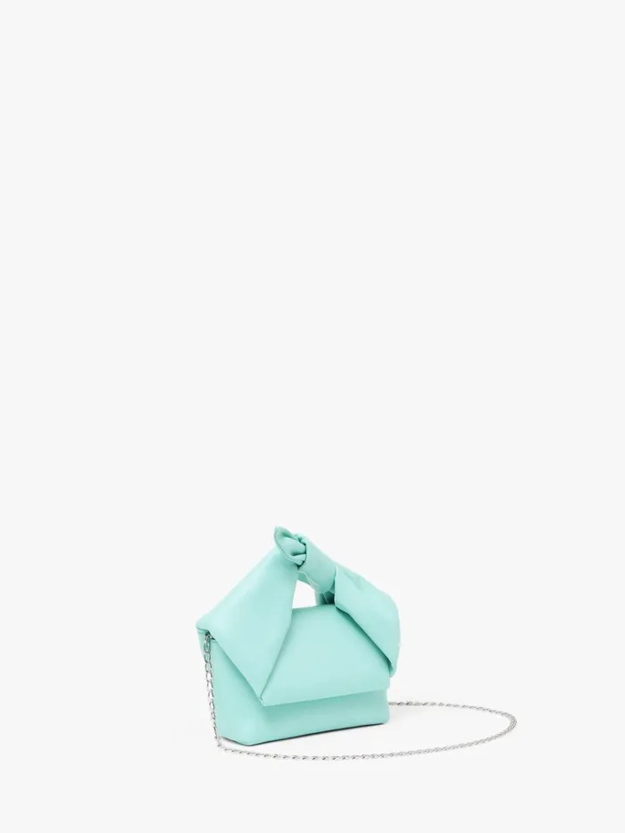 WomenMen Twister Bag JW Anderson TWISTER WITH BOW DETAIL 8211 SMALL LEATHER TOP HANDLE BAG Aqua