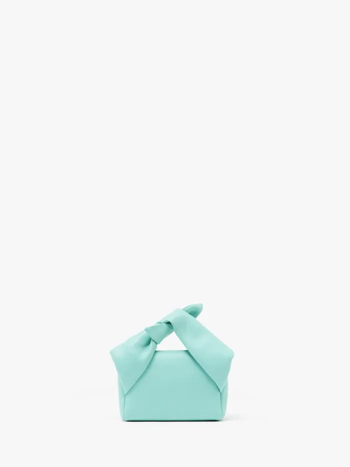 WomenMen Twister Bag JW Anderson TWISTER WITH BOW DETAIL 8211 SMALL LEATHER TOP HANDLE BAG Aqua