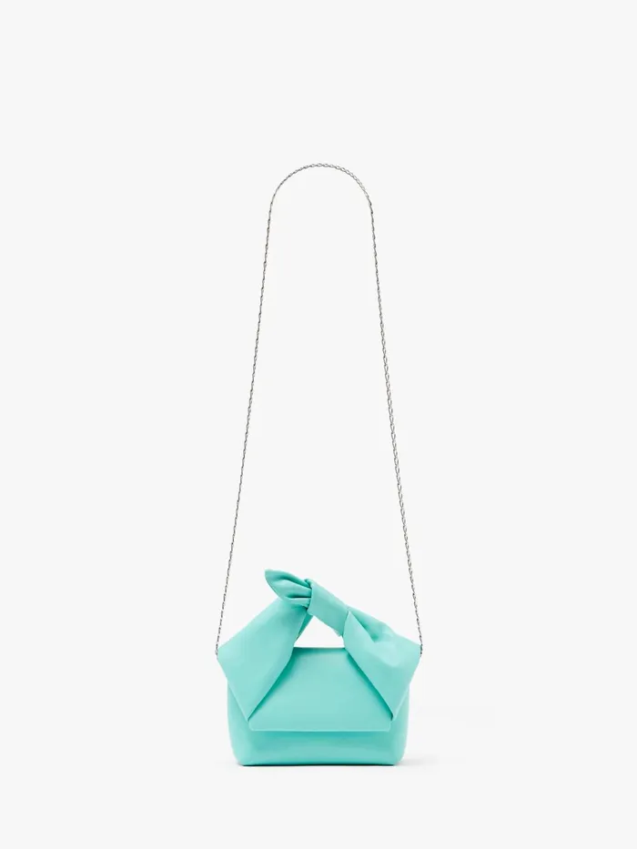 WomenMen Twister Bag JW Anderson TWISTER WITH BOW DETAIL 8211 SMALL LEATHER TOP HANDLE BAG Aqua