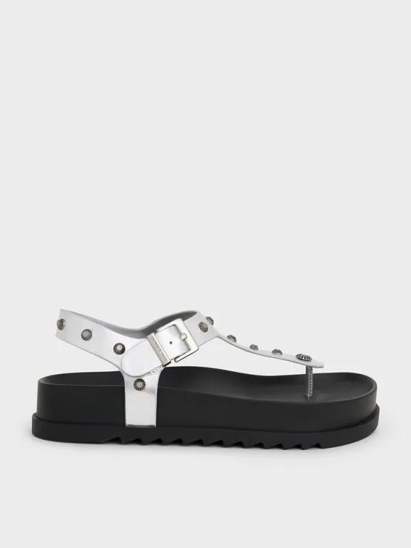 Women Metallic Studded HeartEmbellished Thong Sandals 8211 Silver CHARLES and KEITH Sandals Women Metallic Studded HeartEmbellished Thong Sandals 8211 Silver CHARLES and KEITH Sandals