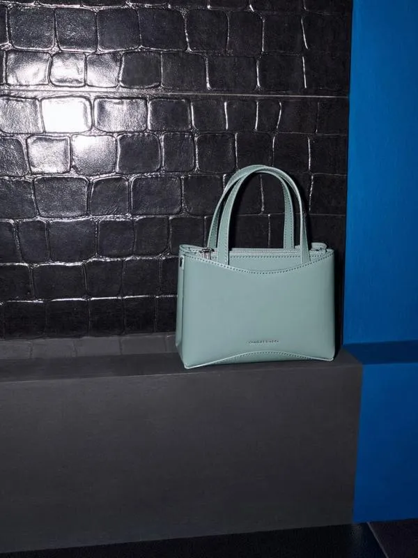 Women Mini Sybill Tote Bag 8211 Slate Blue CHARLES and KEITH Tote Bags