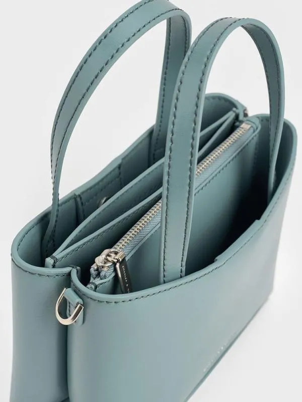Women Mini Sybill Tote Bag 8211 Slate Blue CHARLES and KEITH Tote Bags