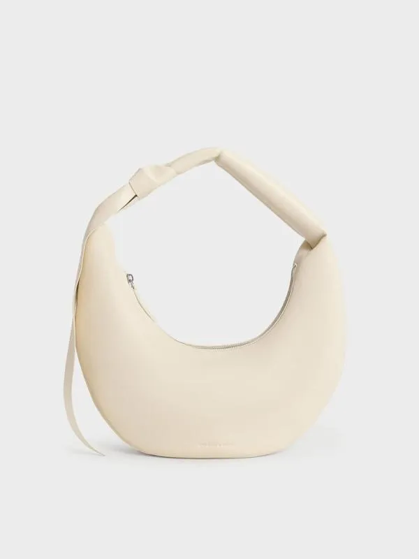 Women Mini Toni Knotted Crescent Hobo Bag 8211 Chalk CHARLES and KEITH Hobo Bags