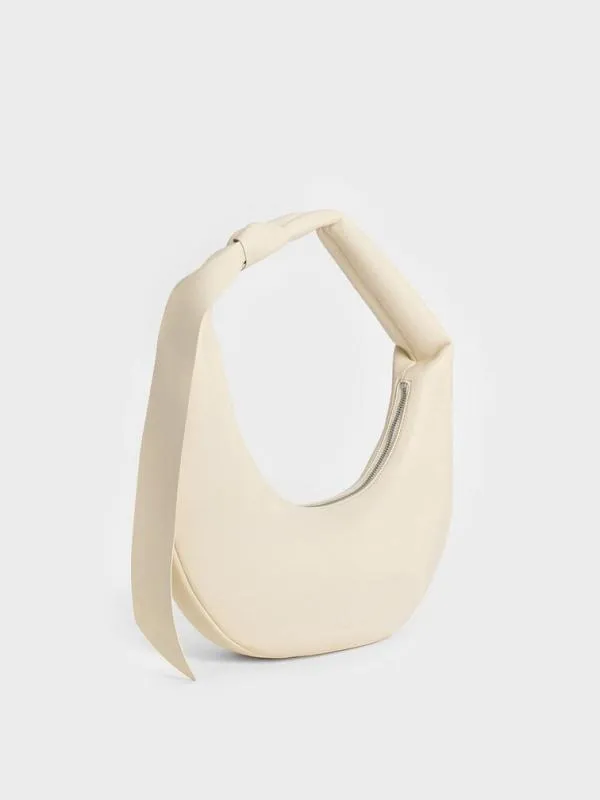 Women Mini Toni Knotted Crescent Hobo Bag 8211 Chalk CHARLES and KEITH Hobo Bags